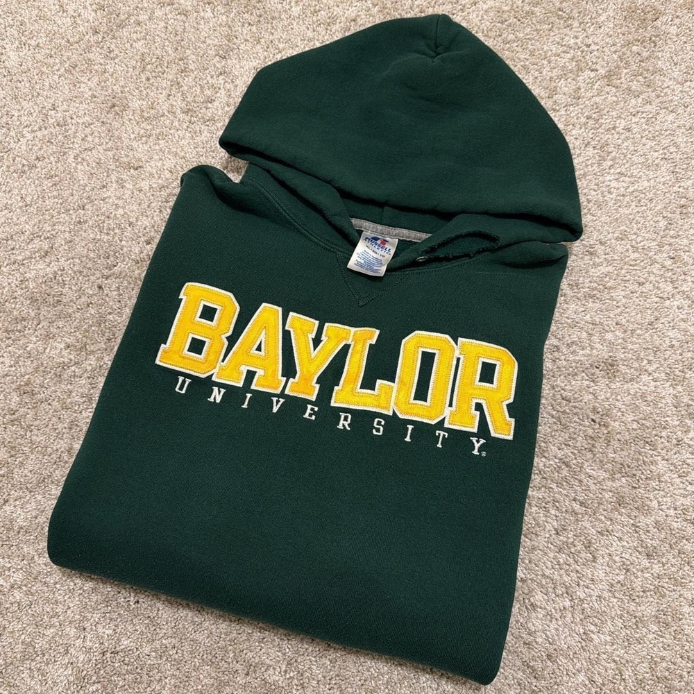 Vintage Baylor University Russell Athletic Hoodie | Dark Green | Size XL